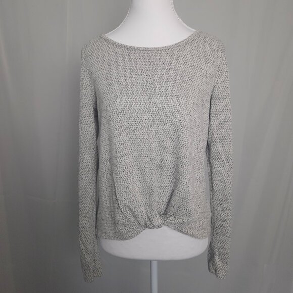 IZ Byer S Women’s Gray Knit Long Sleeve Twist Front Top – Small - Picture 1 of 6
